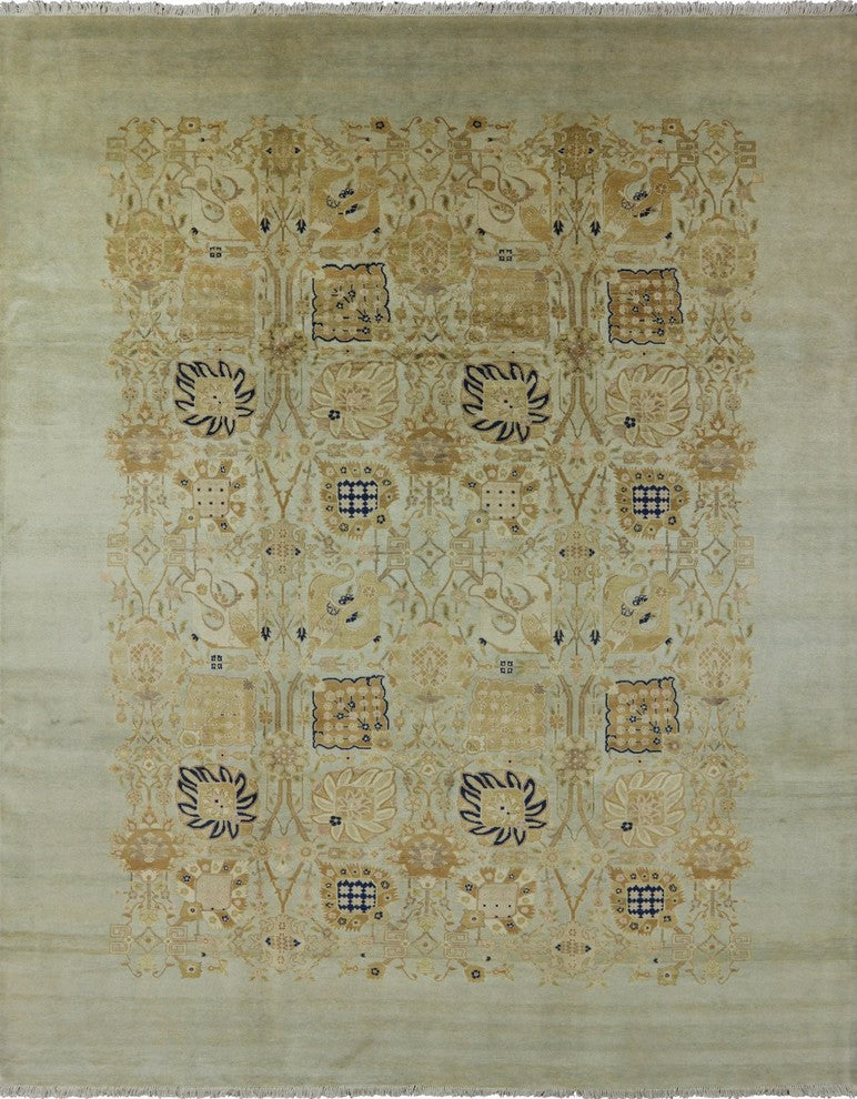Valley Oriental Blue Peshawar Chobi Wool Hand-Knotted Rug, 9'x12'
