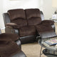 Padded Suede Faux Leather Reclining Loveseat, Brown