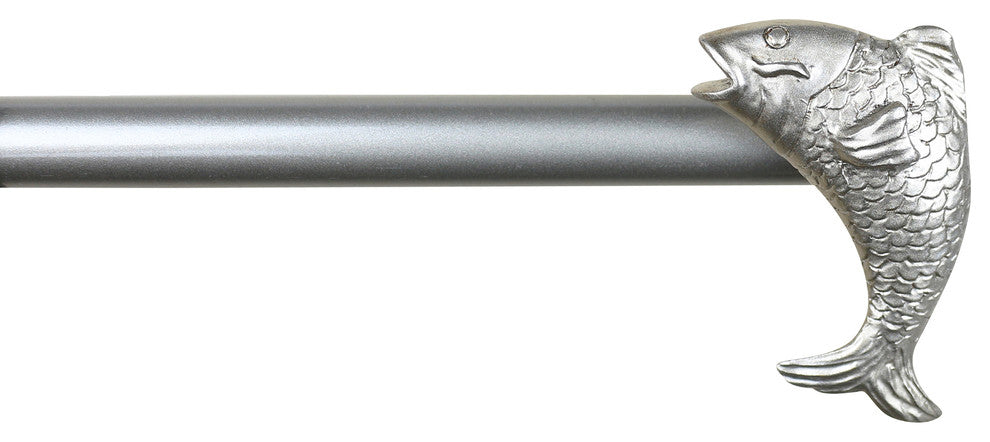 3/4" Adjustable Fish Curtain Rod, Pewter, 28" to 48"