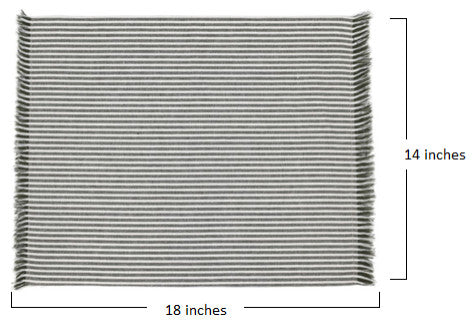 Set of Eight Dull Green Striped Placemats