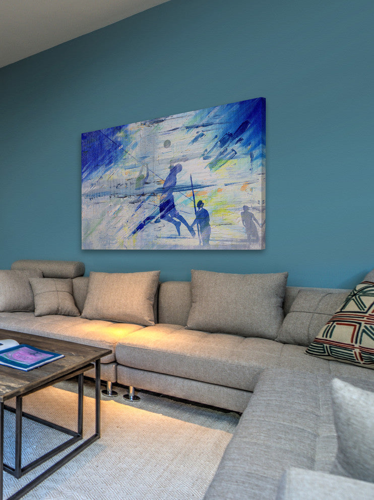 "Beach Volleyball" Painting Print on Wrapped Canvas, 18"x12"