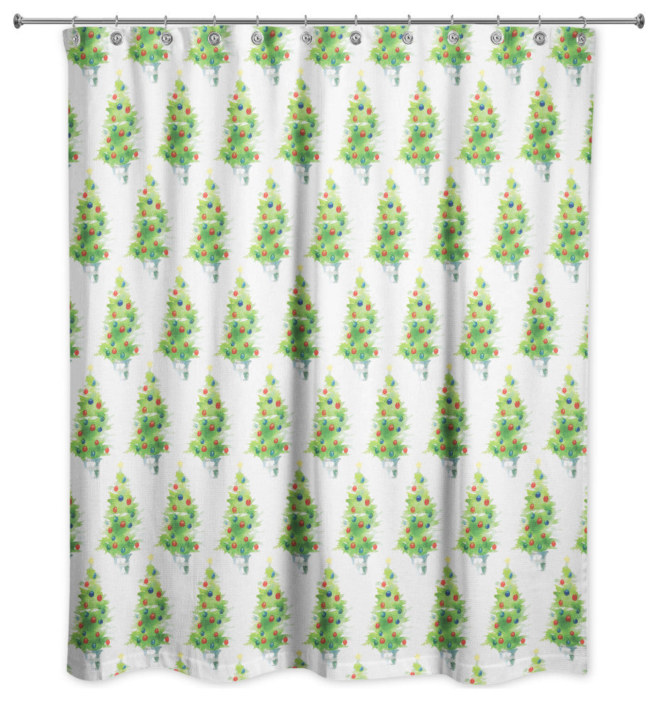 Watercolor Christmas Tree 71x74 Shower Curtain