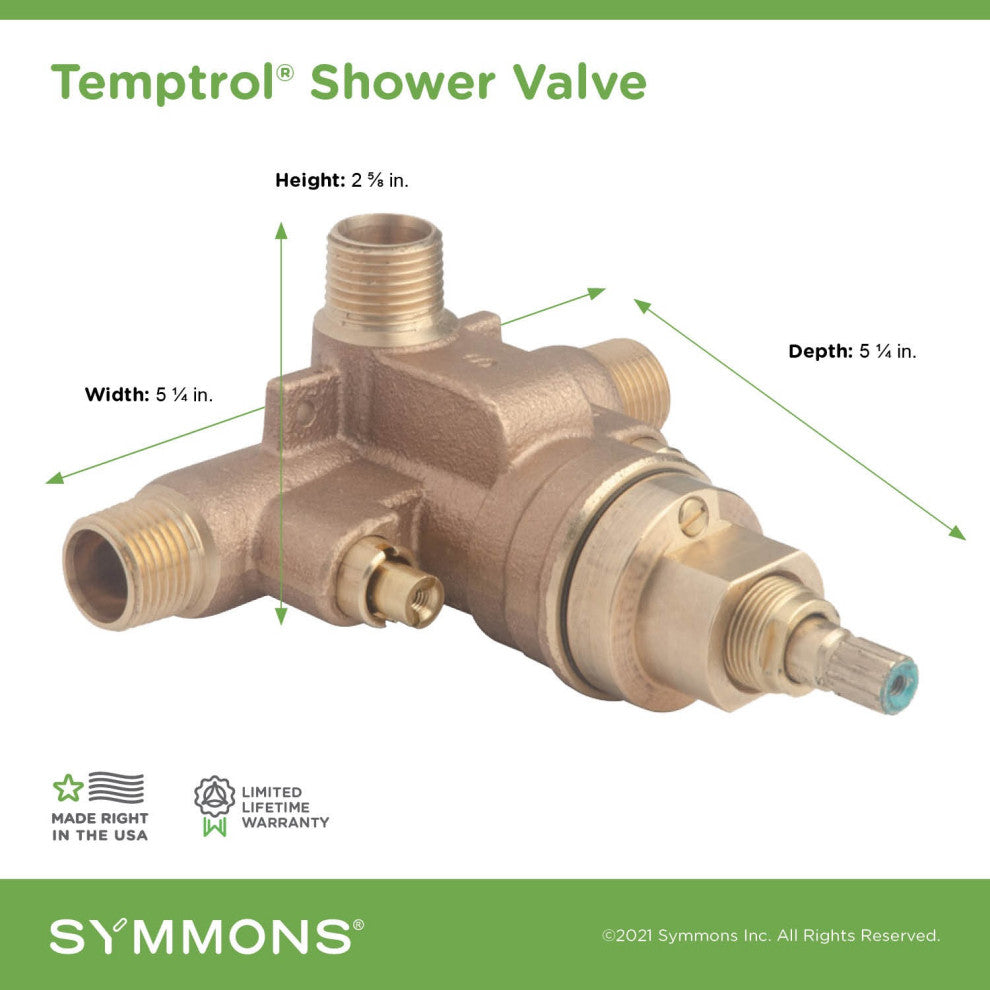 Temptrol Rapid Install Shower Mixing Valve, Shower, Service Stops