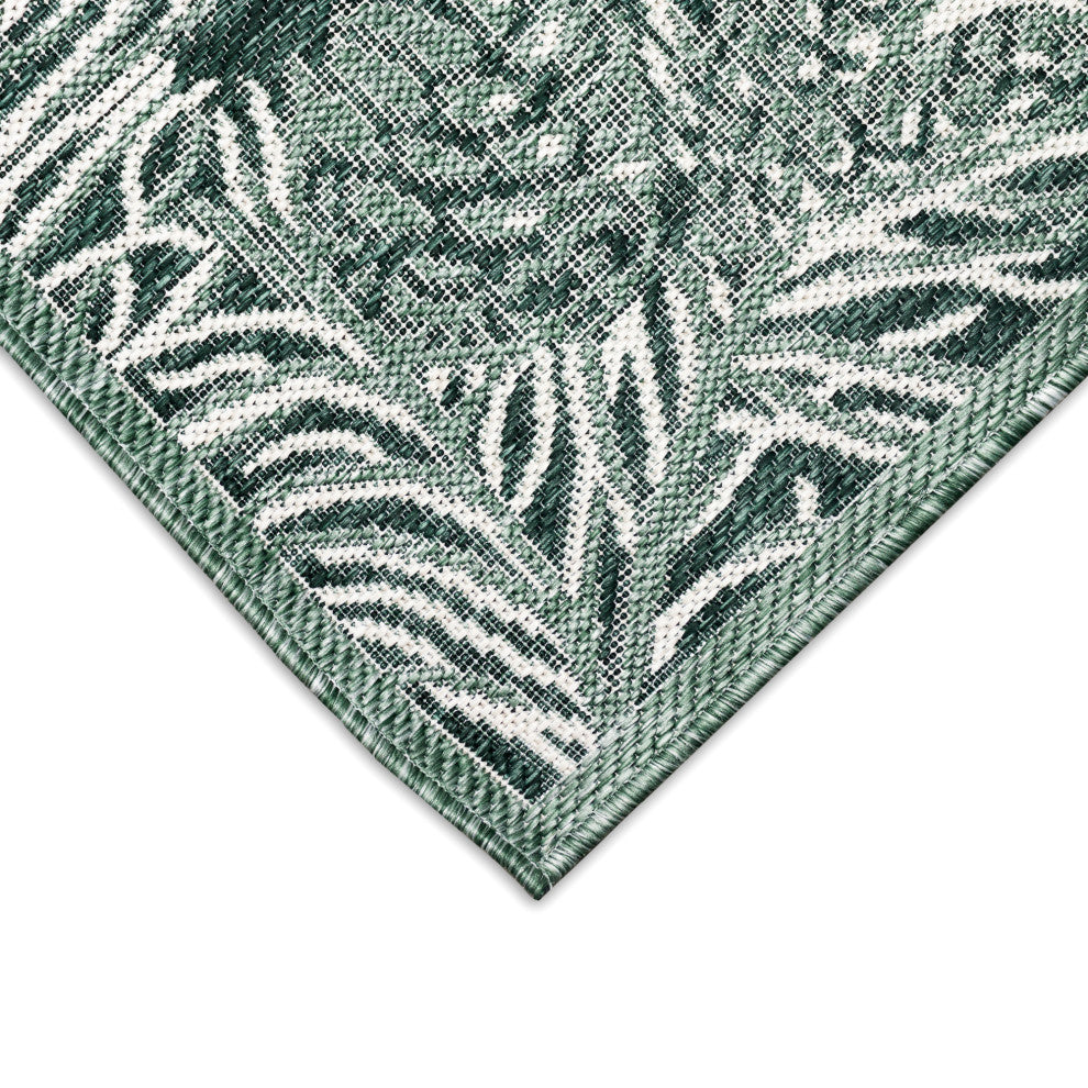 Malibu Pine Border Indoor/Outdoor Rug, Green, 8'10"x11'9"
