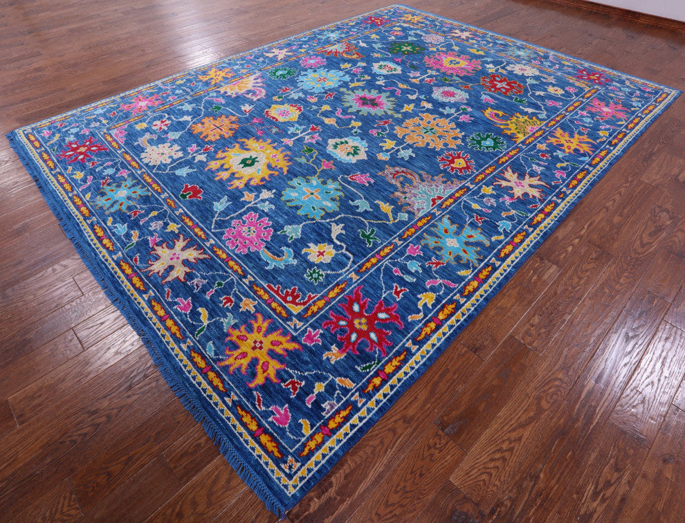 9' 0" X 12' 2" Hand-Knotted Turkish Oushak Wool Rug - Q14938