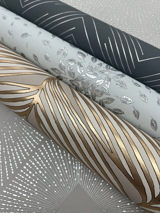 Spa & Silver Petite Leaves Wallpaper