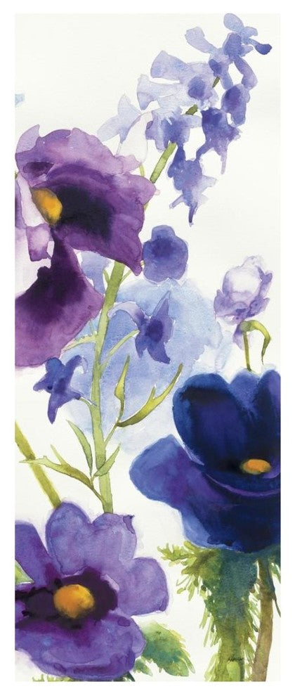 "Blue and Purple Mixed Garden I Panel II" Print by Shirley Novak, 18"x42"