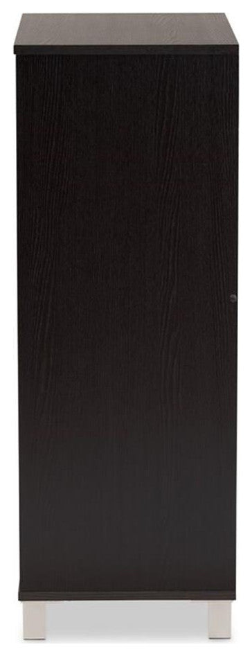 Baxton Studio Ernest Dark Brown Finished Wood 2-Door Shoe Storage Cabinet