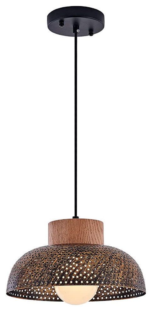 1Light Accent lights for indoor use Brown wood pendant light Country Rustic