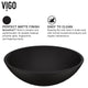 VIGO Cavalli 15"L x 15"W x 5"H Glass Round Vessel Bathroom Sink in MatteShell