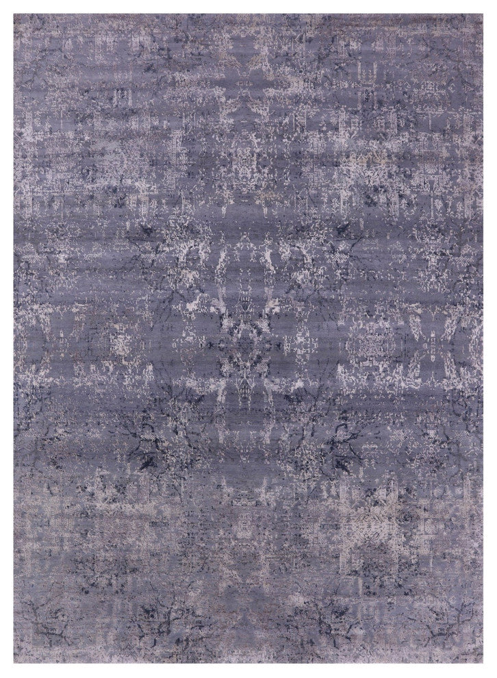 Wool and Silk Modern Hand-Knotted Rug 8' 11" X 12' 2" Q8649