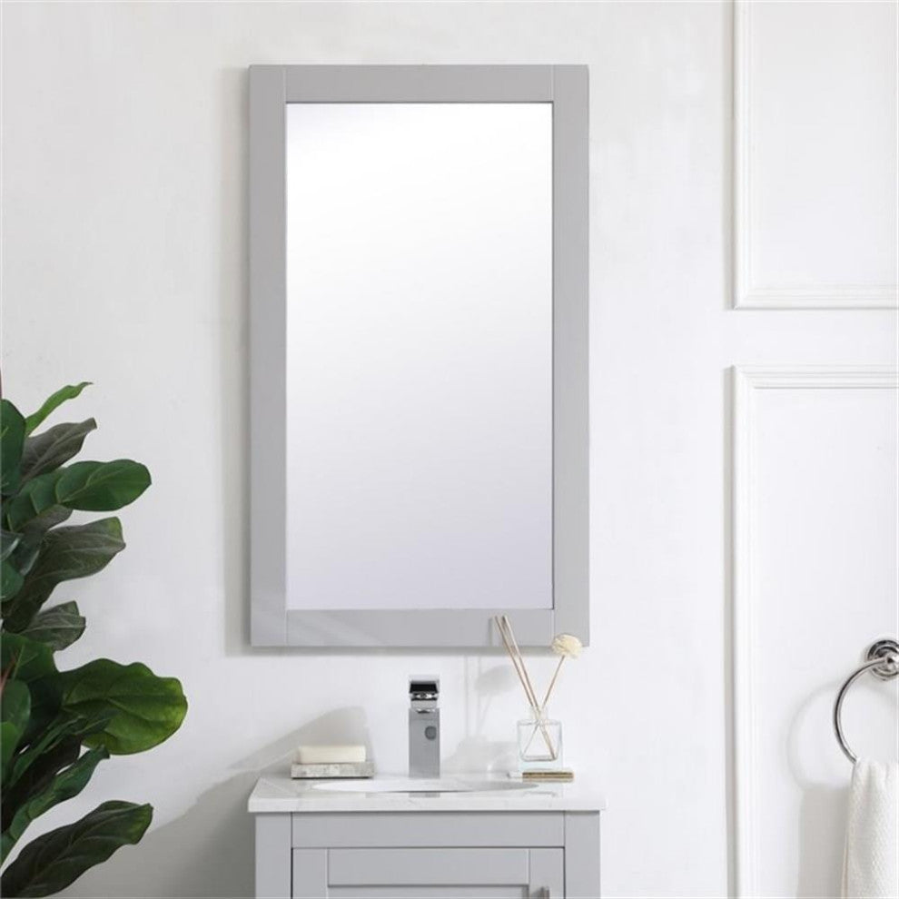 Elegant Decor Aqua 32" x 18" Wood Frame Bathroom Mirror in Gray