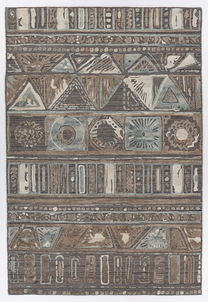 Nimah Handwoven Contemporary Rug, Gray/Beige/White, Rectangular 9'x13'