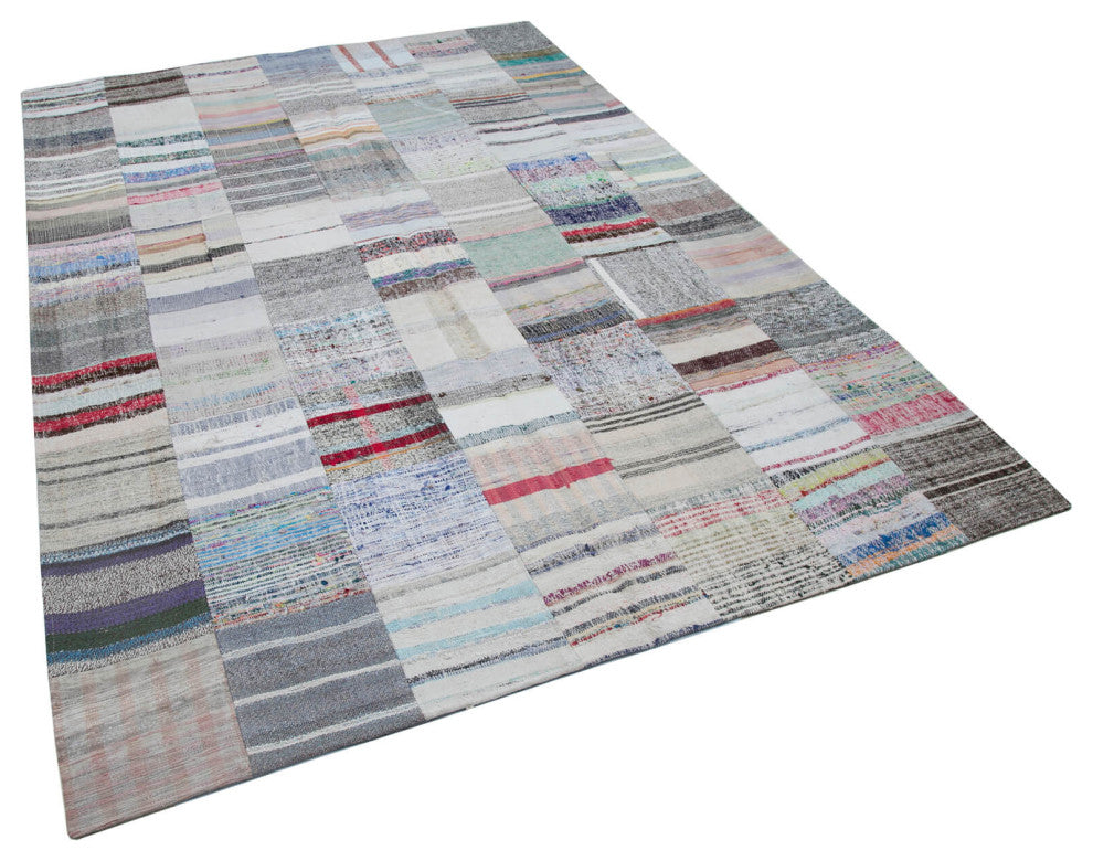 Rug N Carpet - Handmade Oriental 6' 7'' x 9' 9'' Unique Patchwork Kilim Rug