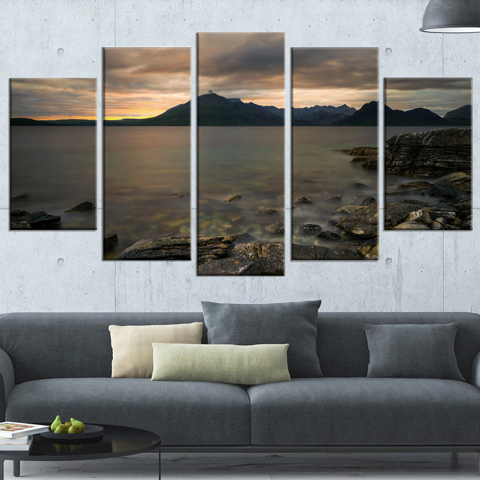 "Rocky Coastline of Loch Scavaig" Landscape Wall Art, 5 Panels, 60"x32"