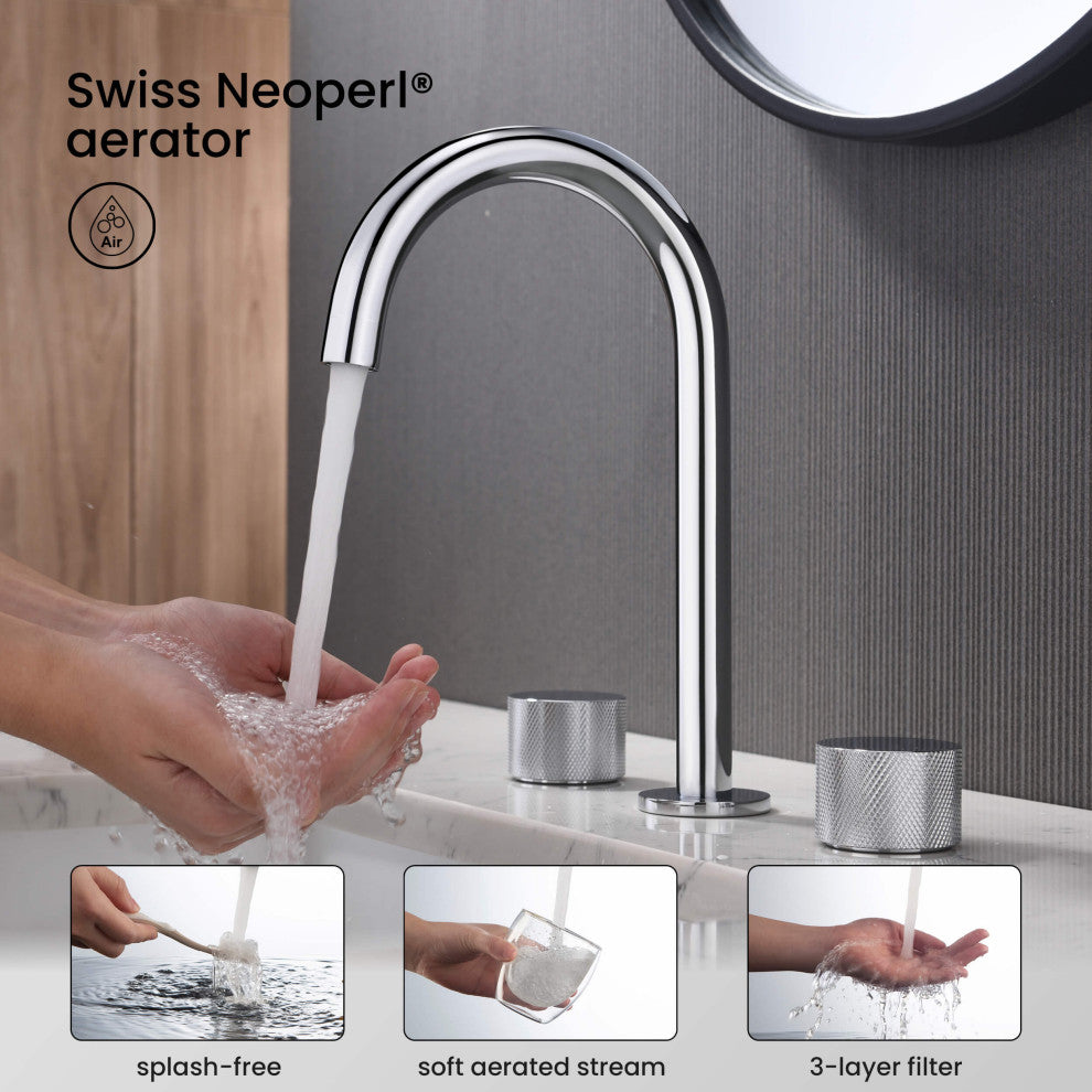 Circular X 8" Bathroom Sink Widespread Faucet with Drain Assembly, Chrome