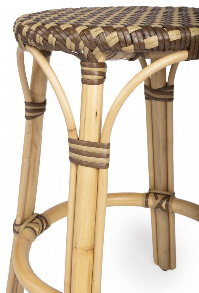 Light and Dark Brown Rattan Counter Stool