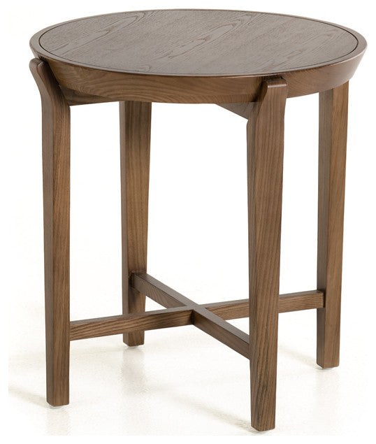 25" Walnut Wood And Veneer Side Table