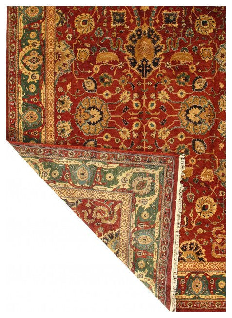 Red Color Fine Hand Knotted Agra Rug 9'x13'