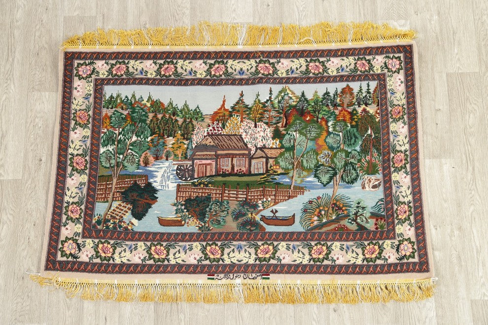 Isfahan Traditional Novelty Wool Handmade Persian Oriental Area Rug, 3'6"X5'3"