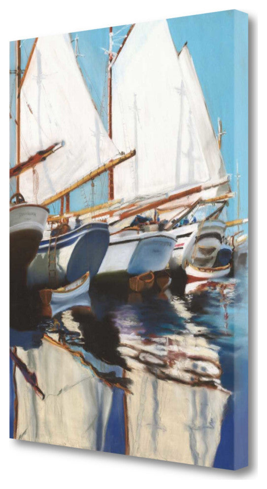 35" Fun and Vibrant Sailboats Giclee Wrap Canvas Wall Art