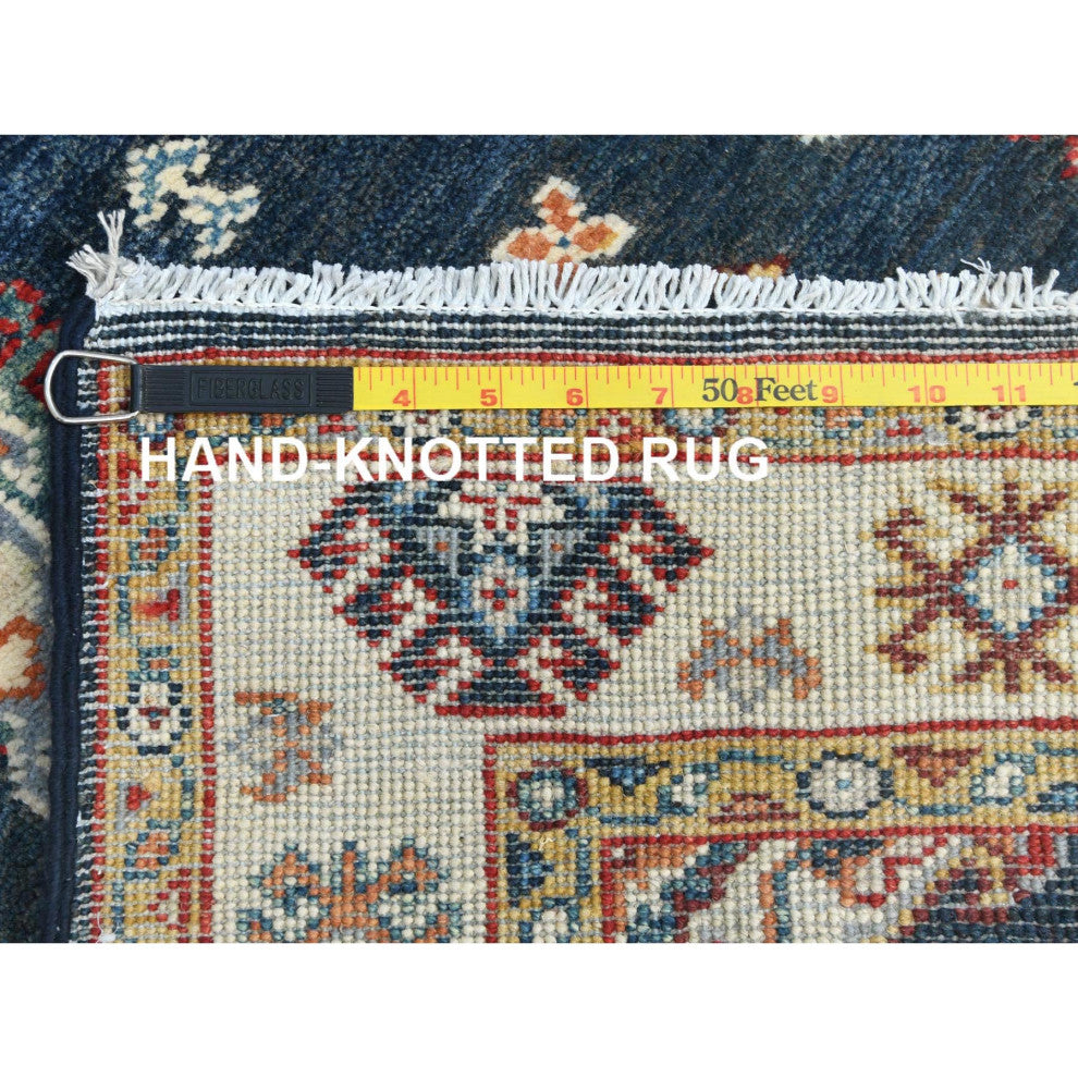 Yale Blue Special Kazak Soft Wool Hand Knotted XL Runner Oriental Rug 3'x18'6"
