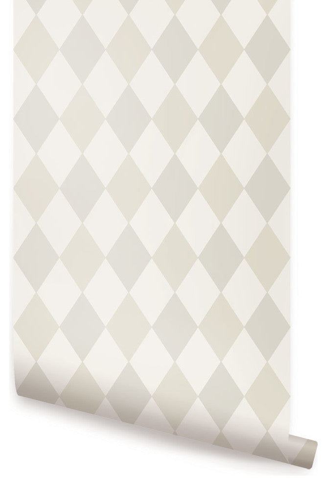 Diamond Peel and Stick Vinyl Wallpaper, Beige, 24"w X 60"h