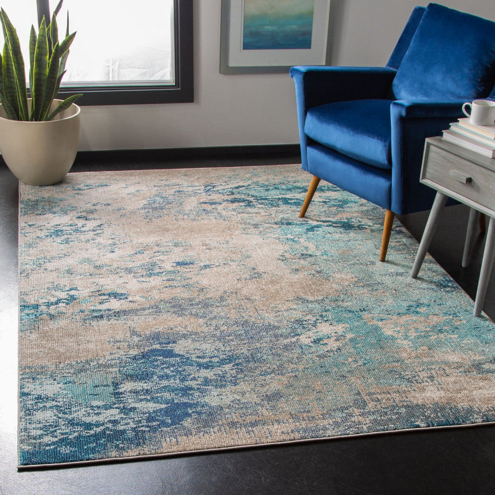 Safavieh Madison Mad440M Organic and Abstract Rug, Blue and Gray, 6'7"x6'7" Square