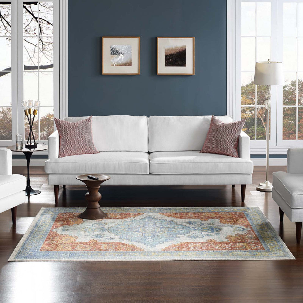 Multicolored Citlali Distressed Southwestern Aztec 8x10 Area Rug