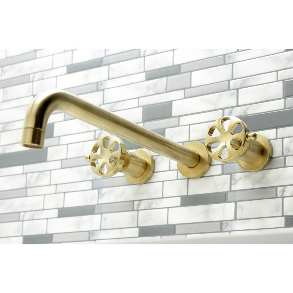 KS8047RX Wall Mount Tub Faucet, Brushed Brass