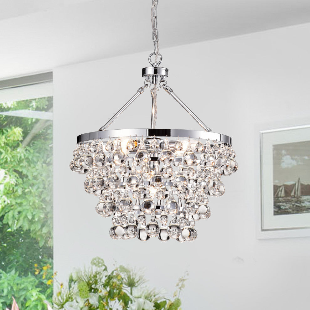 Clarus 5-Light Chrome Four Tier Crystal Chandelier Ceiling Fixture Glam Lighting