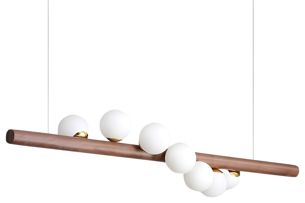 Acquanegra sul Chiese | Nordic Wood color Glass ball LED Chandelier , Wood