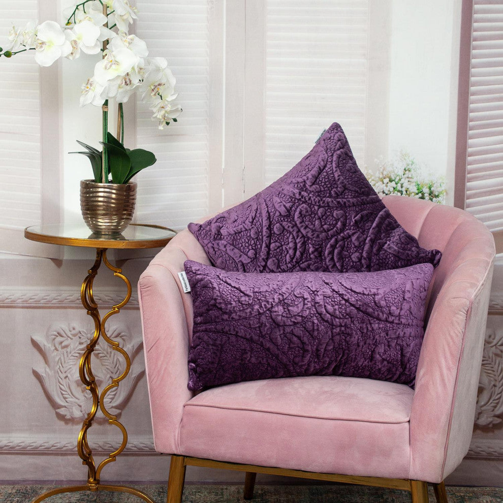 Parkland Collection Cristal Transitional Quilted Purple Throw Pillow