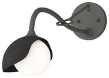 Brooklyn 1-Light Single Shade Sconce, Natural Iron, Black, Opal Glass