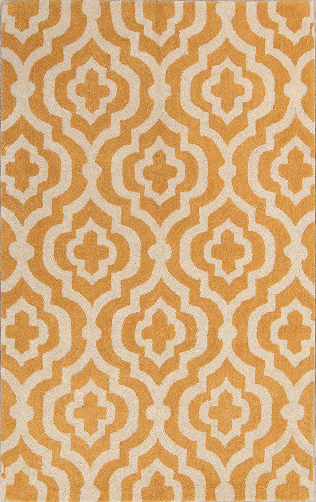 Moroccan Trellis Hand Tufted Oriental Area Rug, Yellow, 10x13