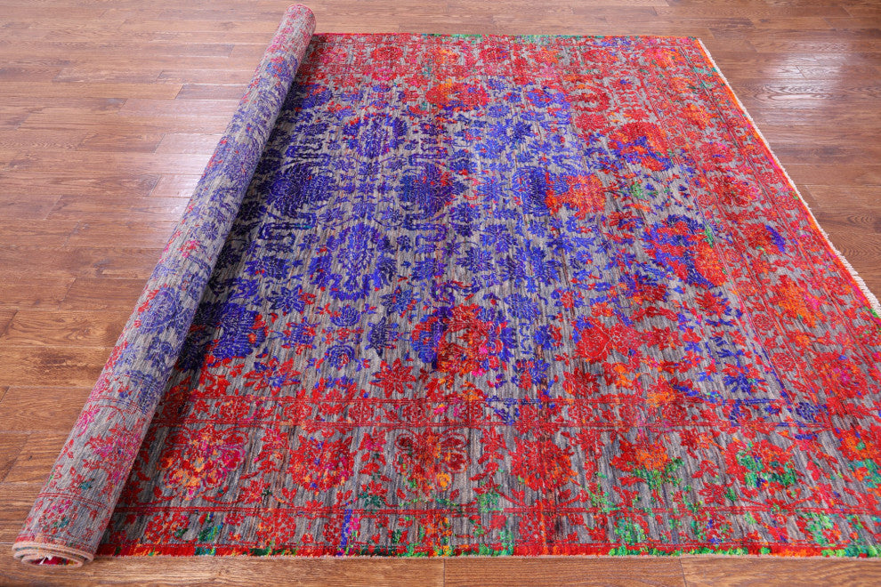 Hand Knotted Wool & Silk Persian Rug 8' 0" X 10' 3" - Q13496