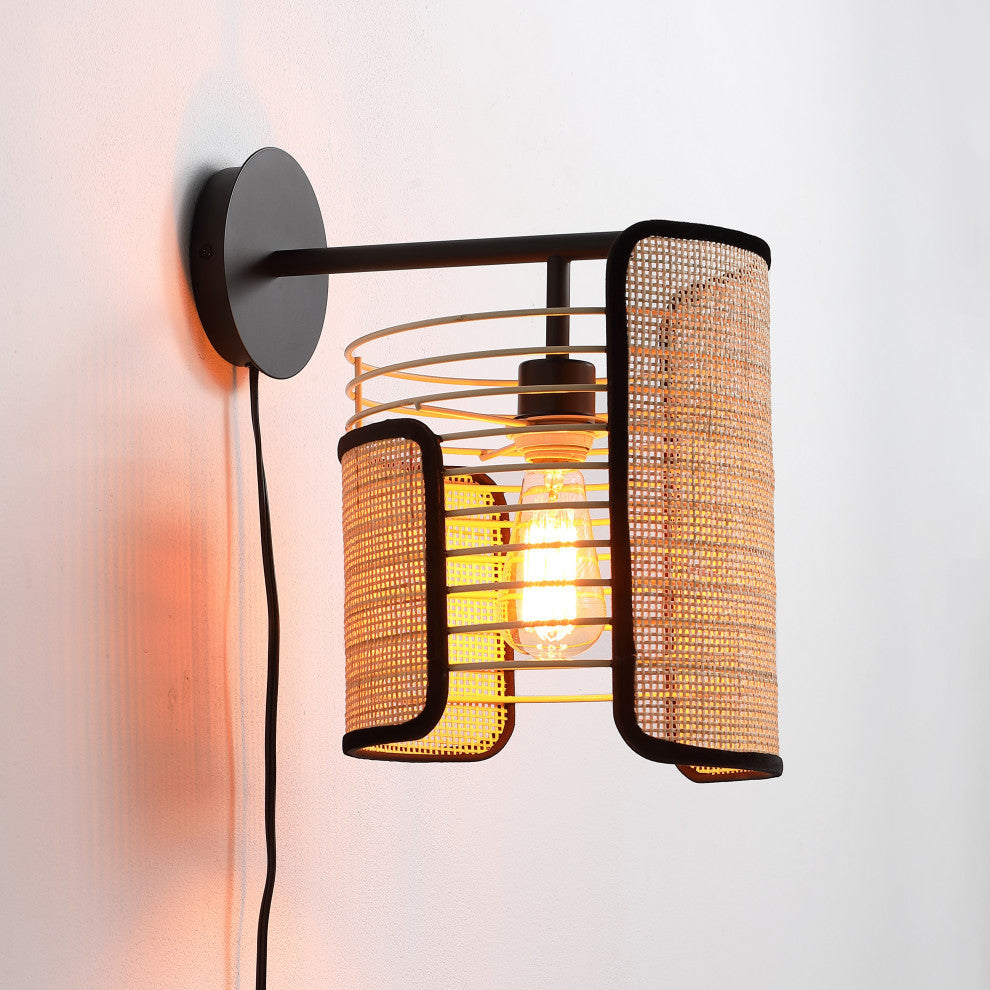Vidalite Mazal, Boho Bamboo Wicker Wall Lamp