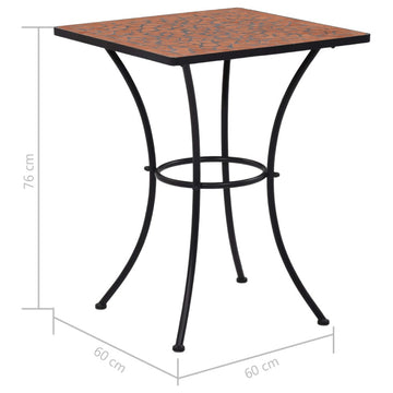 vidaXL Table Outdoor Side Table Mosaic Table for Balcony Ceramic Terracotta
