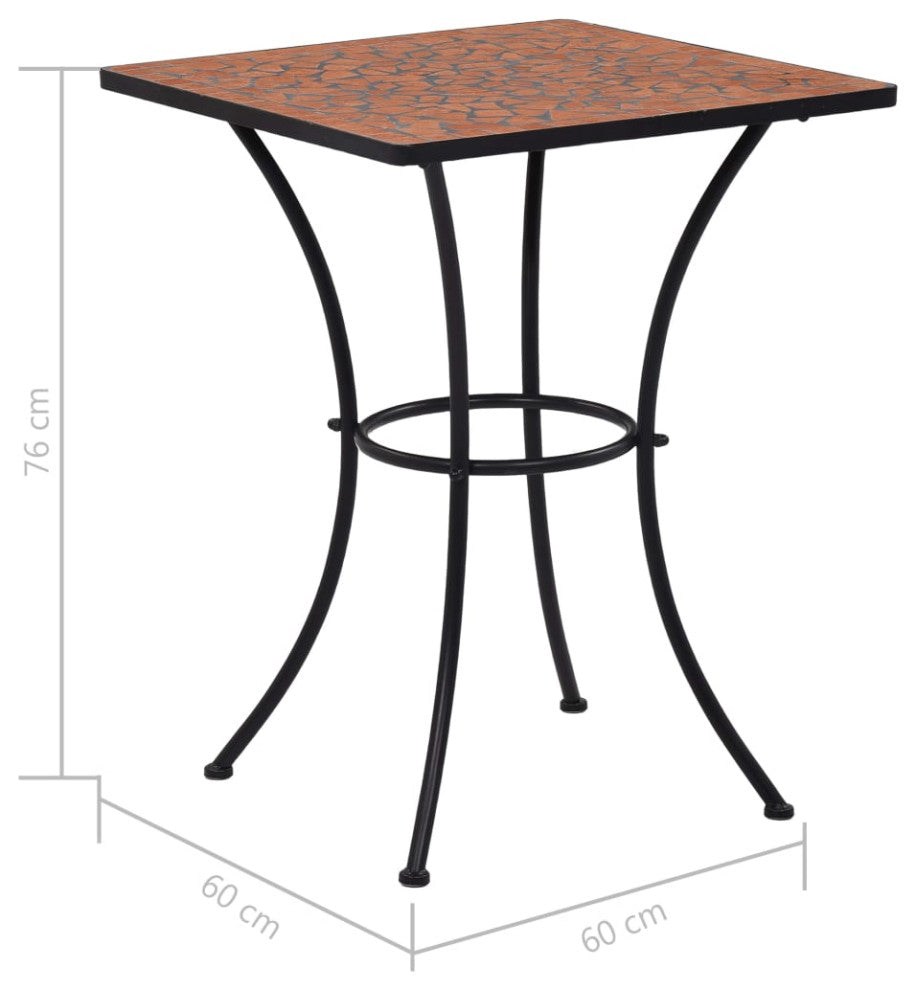 vidaXL Table Outdoor Side Table Mosaic Table for Balcony Ceramic Terracotta