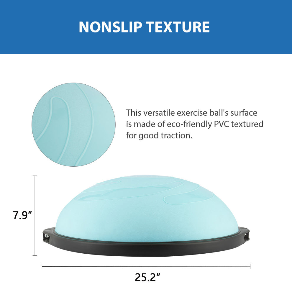 Balance Board Half Yoga Ball, Wobble Board With 2 Resistance Bands, Pump, Green