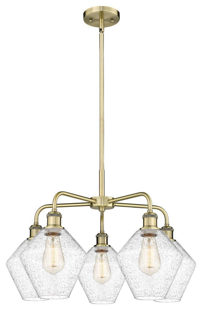 Cindyrella 5-Light 26" Stem Chandelier, Antique Brass, Seedy Shade