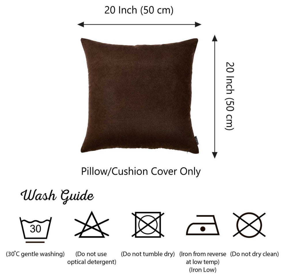Set Of 2 Brown Brushed Twill Decorative Throw Pillow Covers