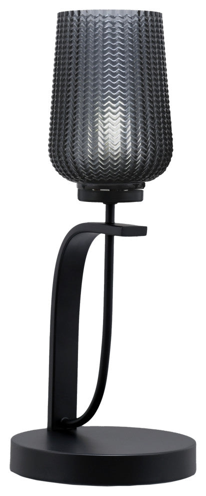 Cavella 1 Light Accent Lamp, Matte Black Finish, 5" Smoke Textured Glass