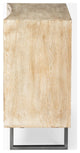 Bellefontaine Natural Fir Veneer And Black Metal Frame Accent Cabinet