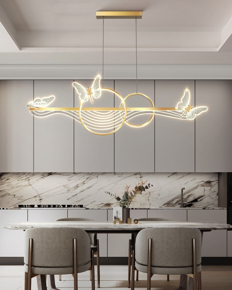 Aigle | Gold Butterfly Chandelier for Dining Room, Gold, Cool Light