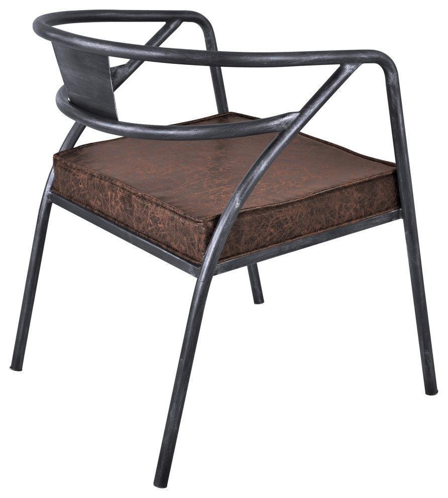 Paisley Modern Dining Chair in Industrial Gray Finish and Brown Fabric