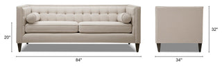 Jack 84" Modern Tuxedo Square Button-Tufted Sofa, Sky Neutral Beige Polyester