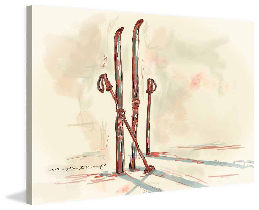 "Skis" Painting Print on Wrapped Canvas