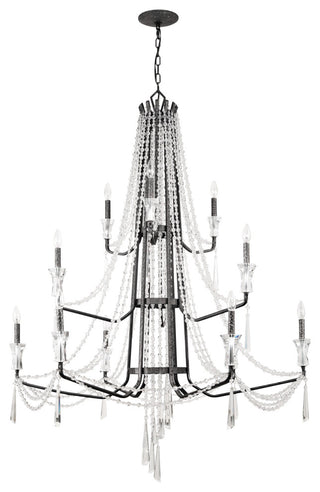 Barcelona 12-Lt 3-Tier Crystal Chandelier - Onyx