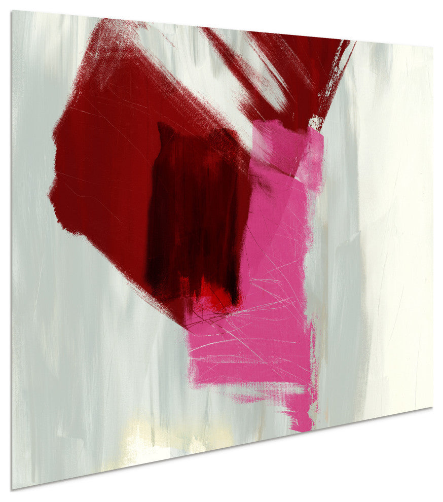 "Magenta Abstract" Wall Art Frameless Free Floating Tempered Glass